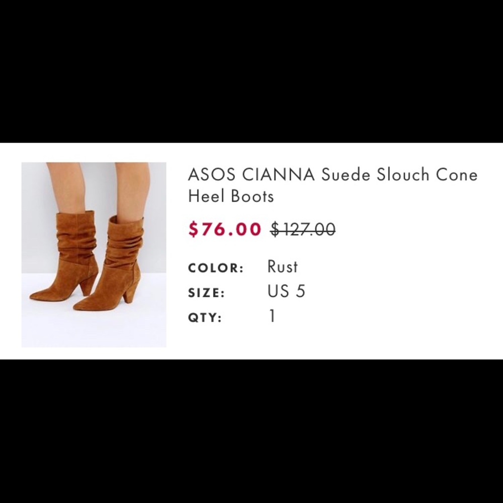 ASOS suede slouch cone heel boots